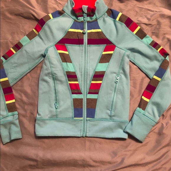 Ivivva Other - Blue striped Ivivvia zip-up with thumb holes